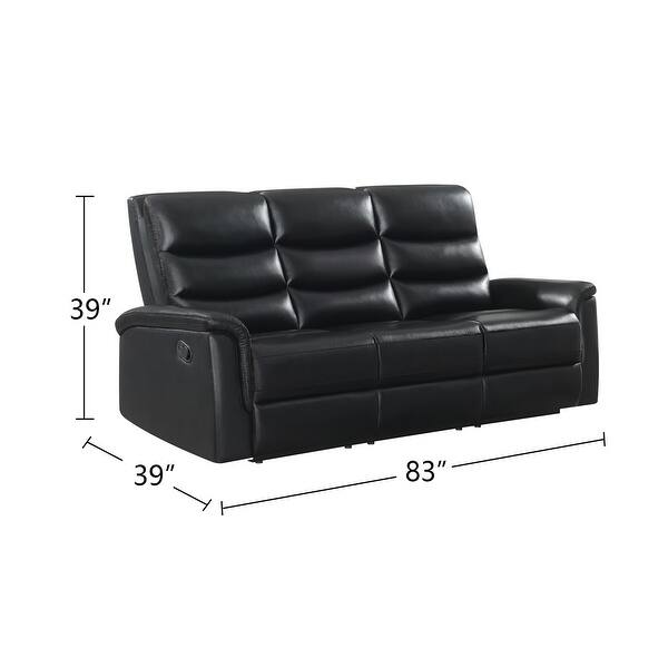 Leatherette Upholstered Channeled Back Motion Sofa in Black - Bed Bath ...