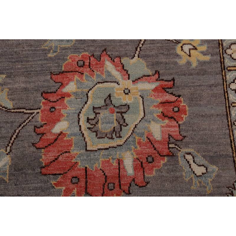 Hand Knotted Oriental 100% Wool Carpet Transitional All-Over Greys & Charcoal Oushak Area Rug - 13' 9'' X 10' 1''