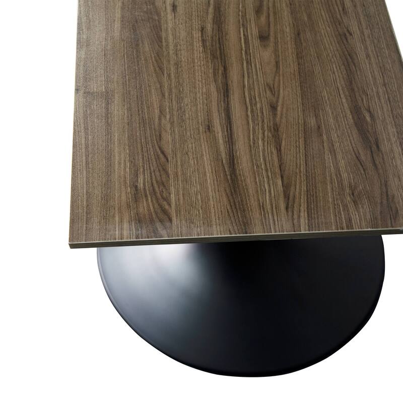 Verve 24 in. Wide Dining Table Square MDF Wood Tabletop in Black Stainless Steel Pedestal Base Accent Kitchen Table