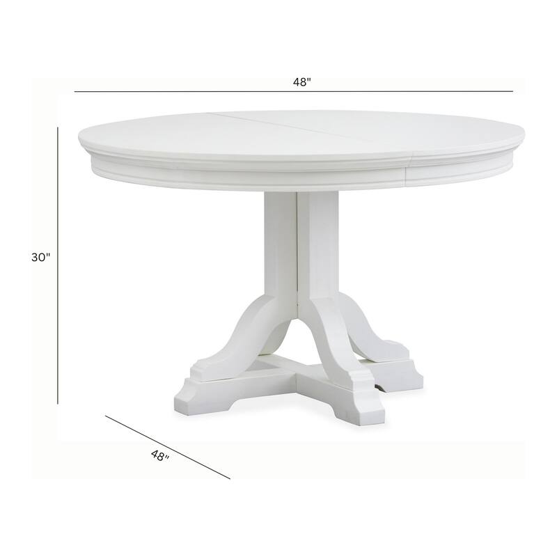 Magnussen Home Charleston White Dove Extendable 48" Round Dining Table - 48''W x 48''D x 30''H
