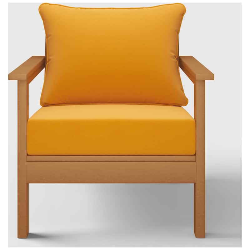 Birchwood All Weather HDPE Outdoor Patio Teak Deep Seating Conversation Set With Cushions (2-Piece)