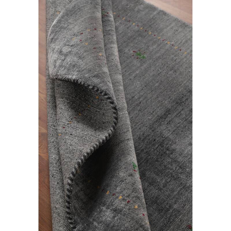 Hand Knotted Oriental 100% Wool Carpet Tribal Animal Pictorial Greys & Charcoal Gabbeh Area Rug - 5' 9'' X 4' 5''