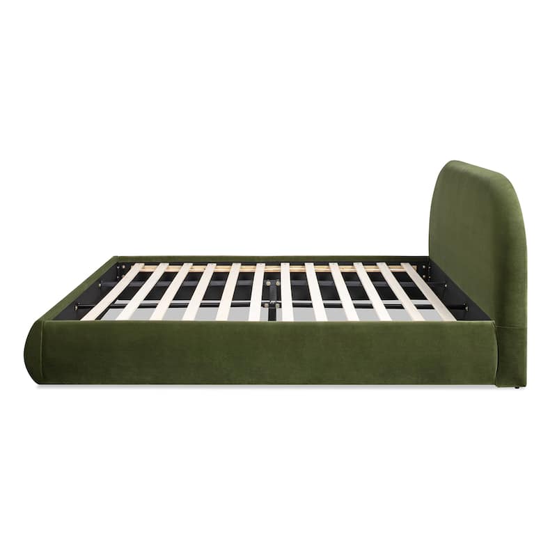 Archie Mid-Century Modern Velvet Upholstered Arched Platform Bed