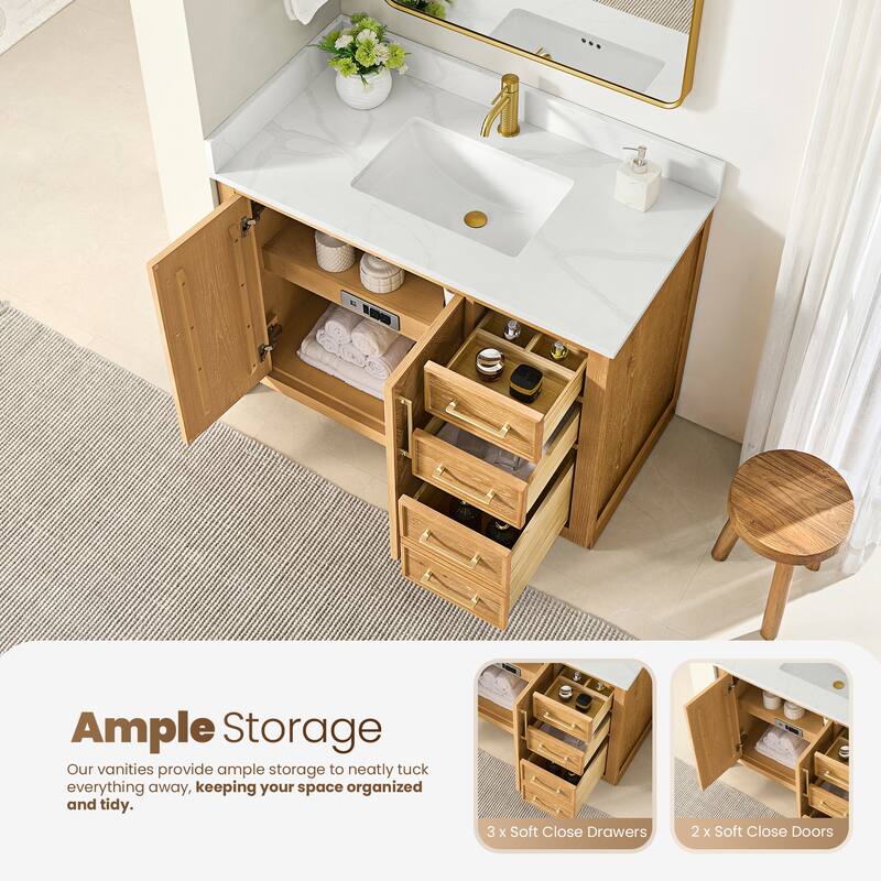 Jakarta Bath Vanity with Quartz Stone Top without Mirror