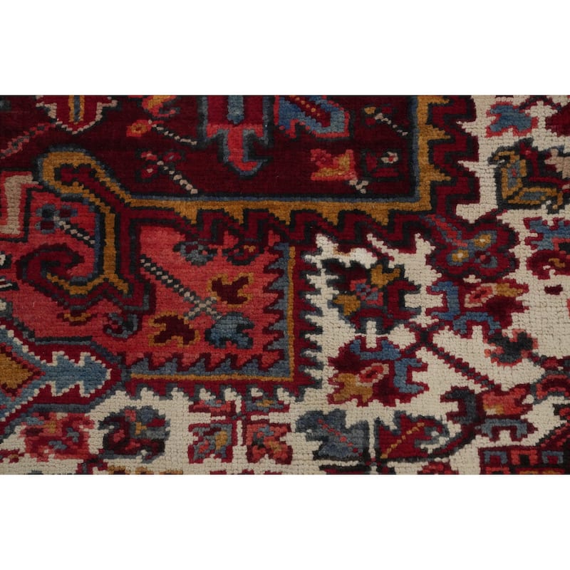 Hand Knotted Oriental 100% Wool Carpet Traditional Medallion Red Heriz Area Rug - 13' 0'' X 10' 1''