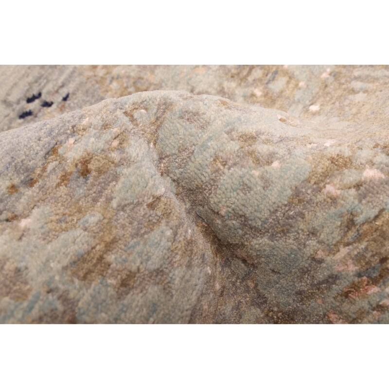 ECARPETGALLERY Hand-knotted Legacy Light Blue Silk, Wool Rug - 2'6 x 10'0