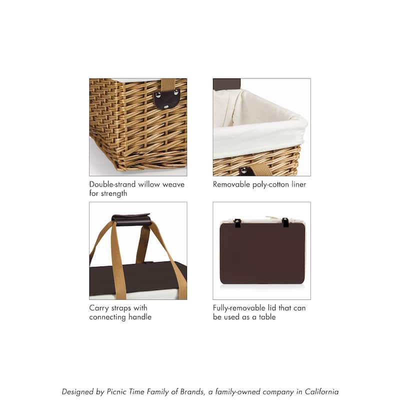 Picnic Time - Canasta Beige Willow Wicker Basket - N/A