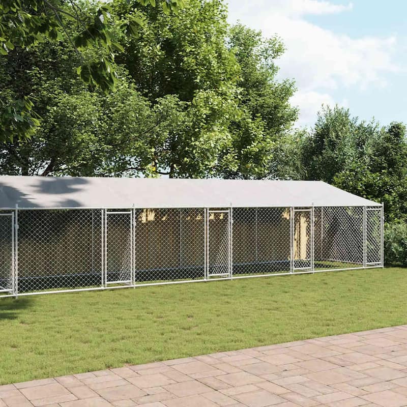 vidaXL Dog Cage Grey Galvanized Steel. Water-resistant Fabric Extra Large