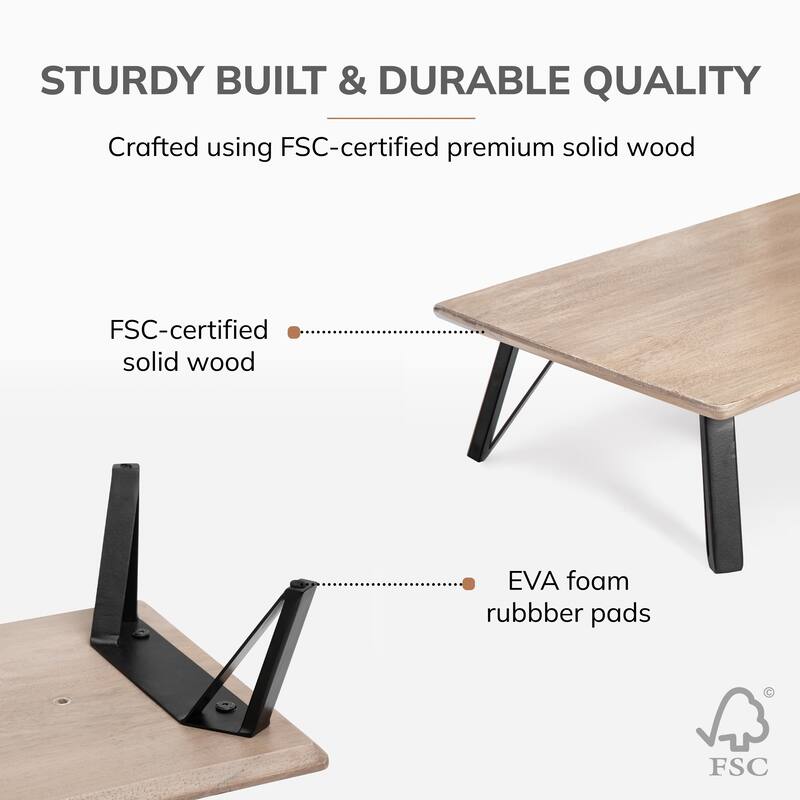 Jani Wood Monitor Stand Riser Desk - Ergonomic Design Stand, Desktop Organizer Table for Home, Office Workspace, Gaming Desk