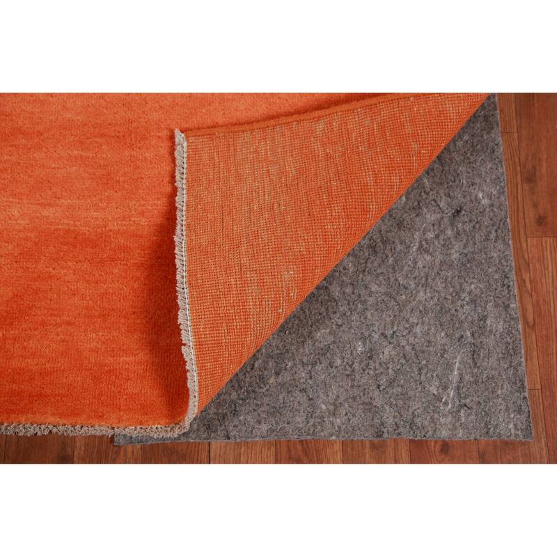 Hand Knotted Oriental 100% Wool Carpet Modern Solid Oranges & Rust Gabbeh Area Rug - 9' 5'' X 6' 3''