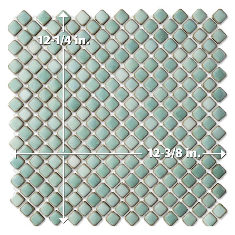 Merola Tile Hudson Diamond Mint Green 12-1/4" x 12-3/8" Porcelain Mosaic Floor and Wall Tile