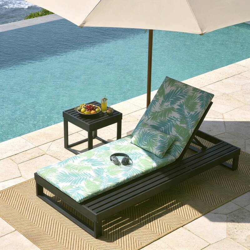 Christopher Knight Home - Modern Outdoor Acacia Wood Chaise Lounge with 4-Position Adjustable Backrest & 2-Fold Cushion