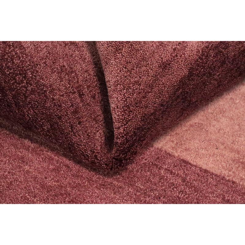 Hand Knotted Oriental 100% Wool Carpet Modern Geometric Purples Gabbeh Area Rug - 7' 11'' X 5' 6''
