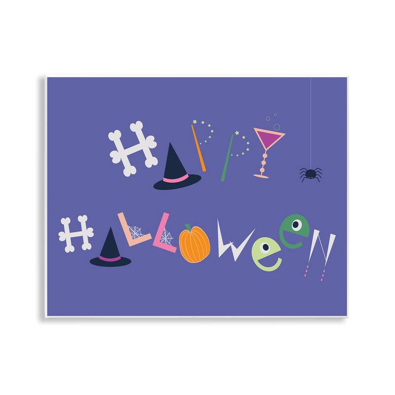 Stupell Eclectic Happy Halloween Wall Plaque Art Design By Sazerelli Designs - 14 x 11