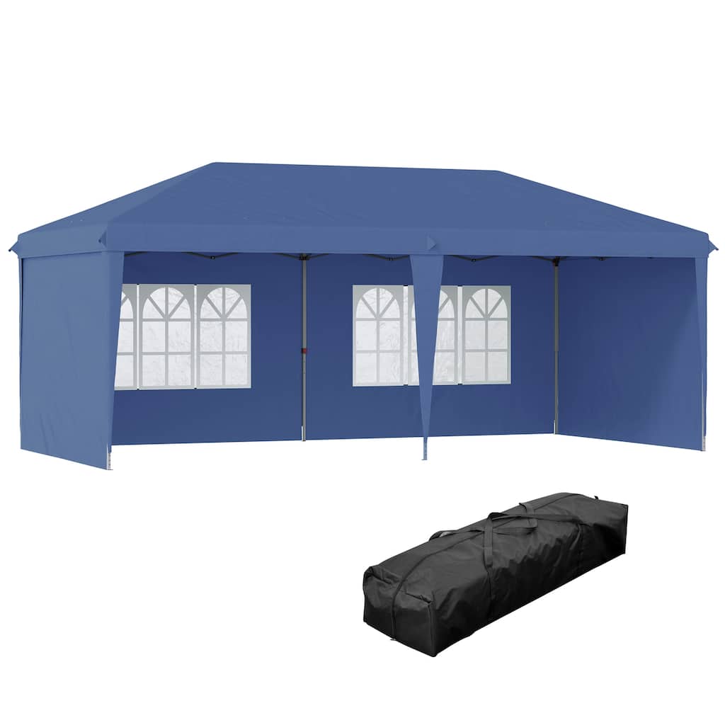 10x20 Foot Pop Up Canopy Tent with Sidewalls, Heavy Duty Portable Gazebo for Outdoor Events, Blue
