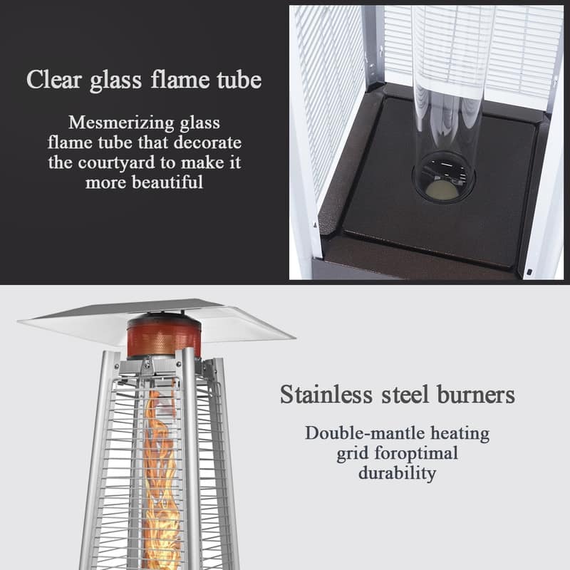 Pamapic 42,000 BTU Outdoor Pyramid Flame Patio Heater with Cover, Wheels
