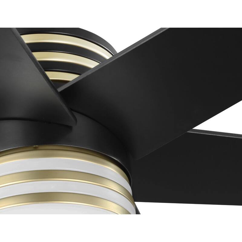 Carrollwood Collection 56-Inch Six-Blade Matte Black Chestnut LED DC Motor Contemporary Ceiling Fan - 56 in x 56 in x 18 in