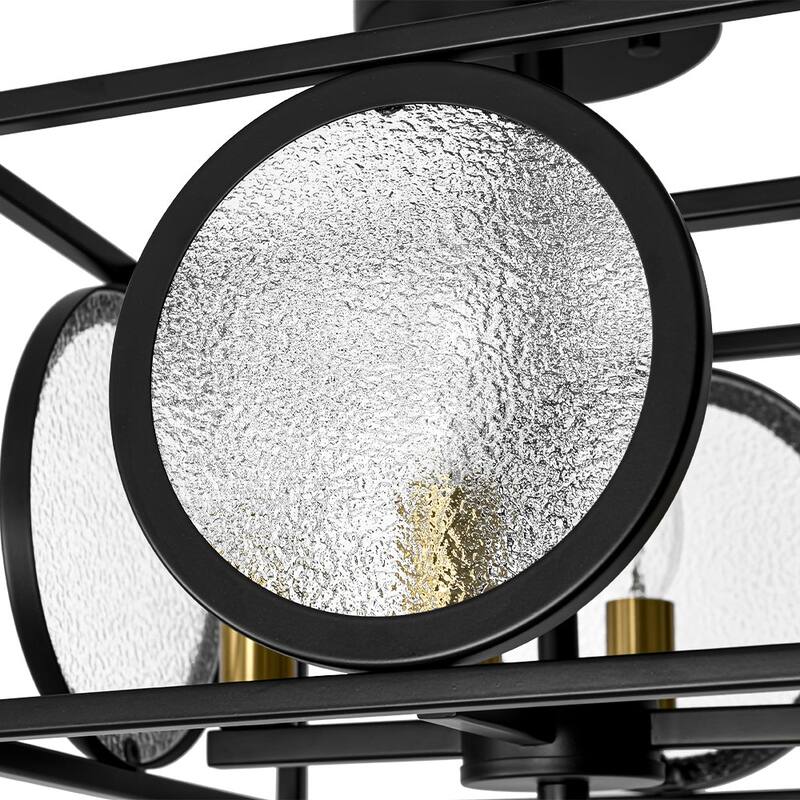 4-Light Textured Glass Candle Square Lantern Ceiling Light 11.8in