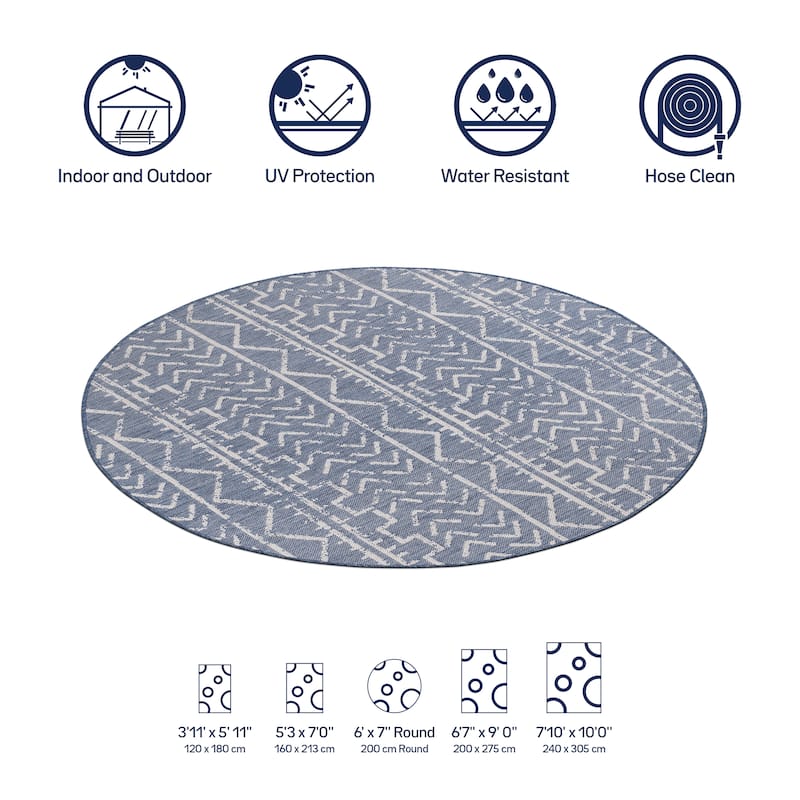 Beverly Rug Blue Trellis Indoor Outdoor Area Rug
