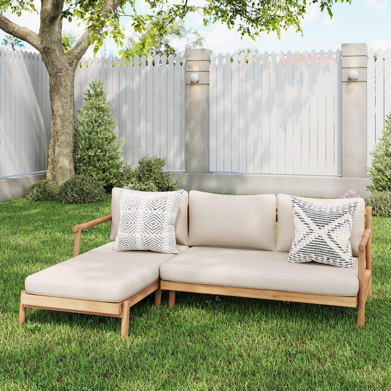 Christopher Knight Home - Delano Outdoor Acacia Wood L-Shaped Sectional Set