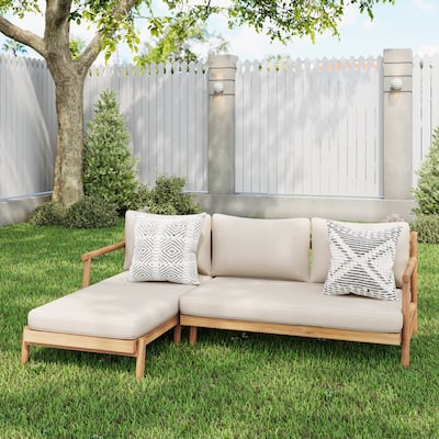 Christopher Knight Home - Delano Outdoor Acacia Wood L-Shaped Sectional Set