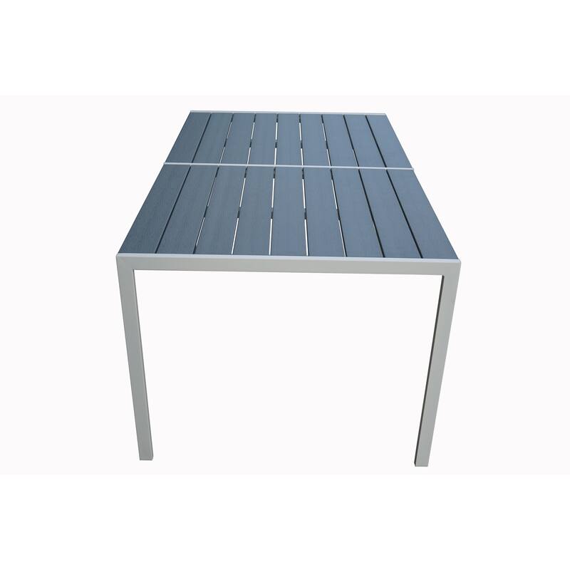 Kozyard Coolmen Outdoor Patio Dining Table with Powder-Coated Frame and Wood Like Laminate Table Top