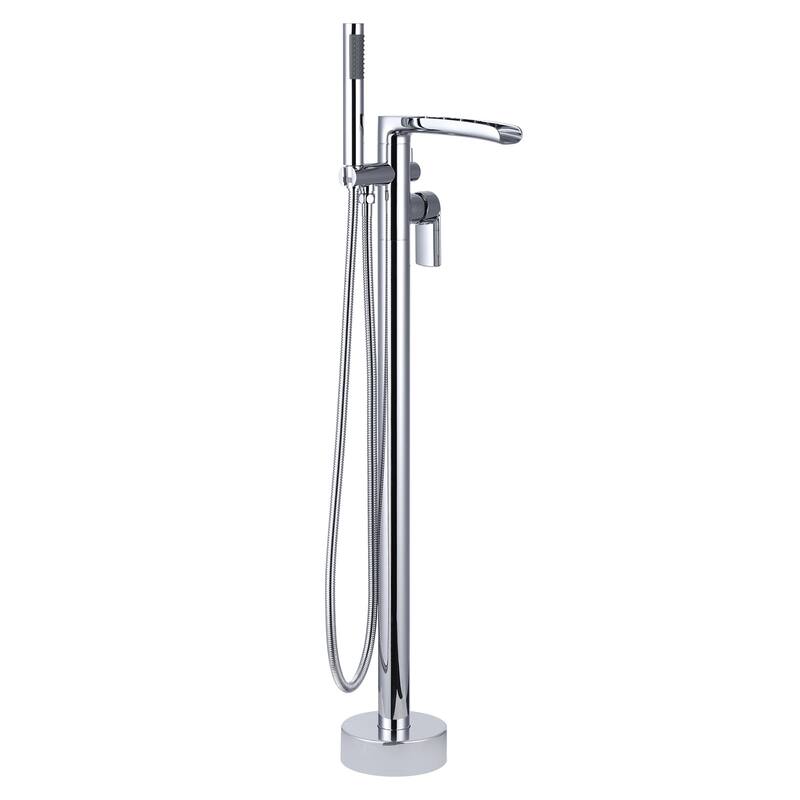 WOWOW Single Handle Freestanding Tub Faucet with Hand Shower - Chrome