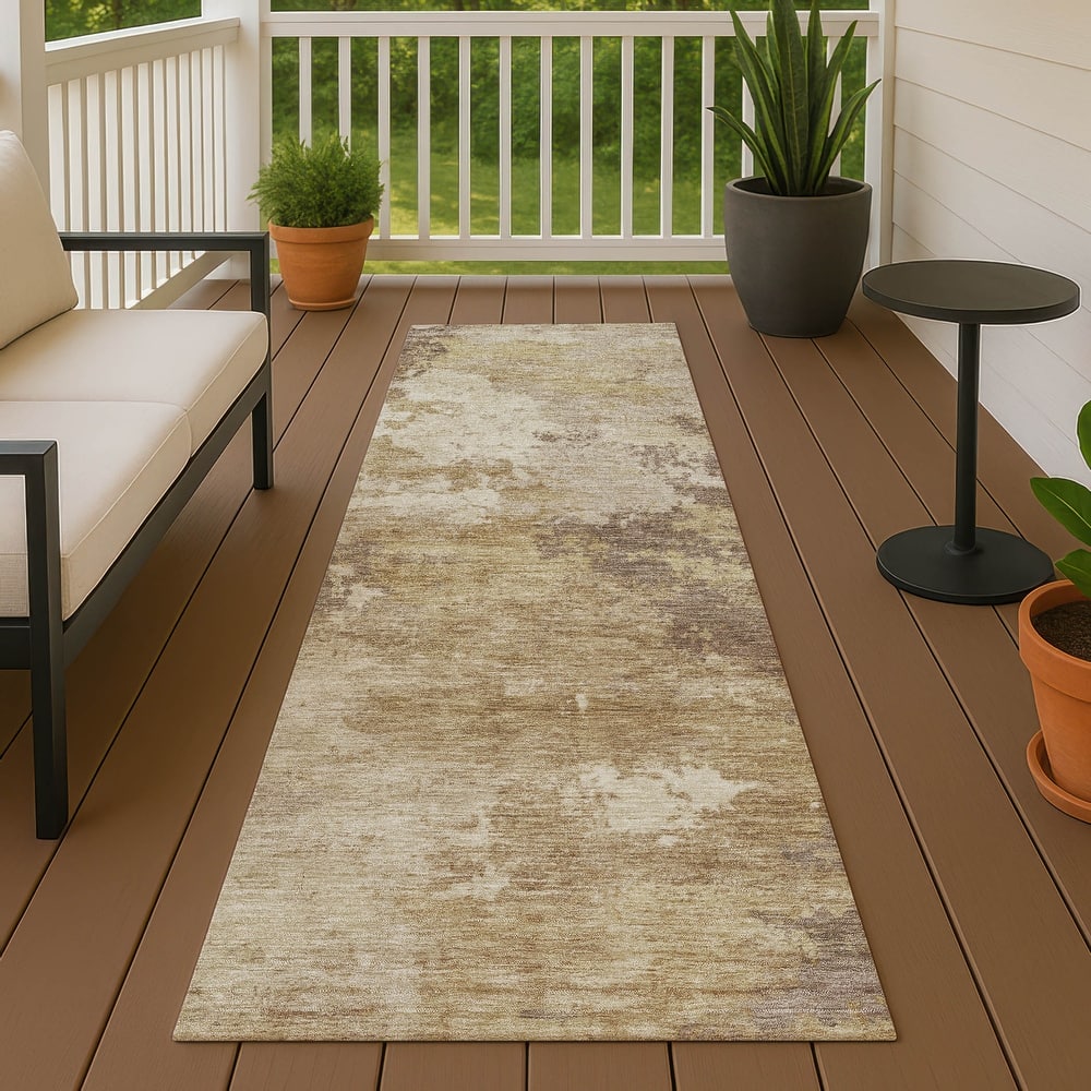 Machine Washable Indoor/ Outdoor Modern Contemporary Chantille Rug