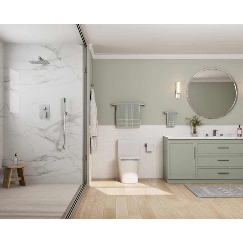 GRANDJOY 10" Rainfall Shower System with 4-Piece Bathroom Towel Bar Hardware Set Combo