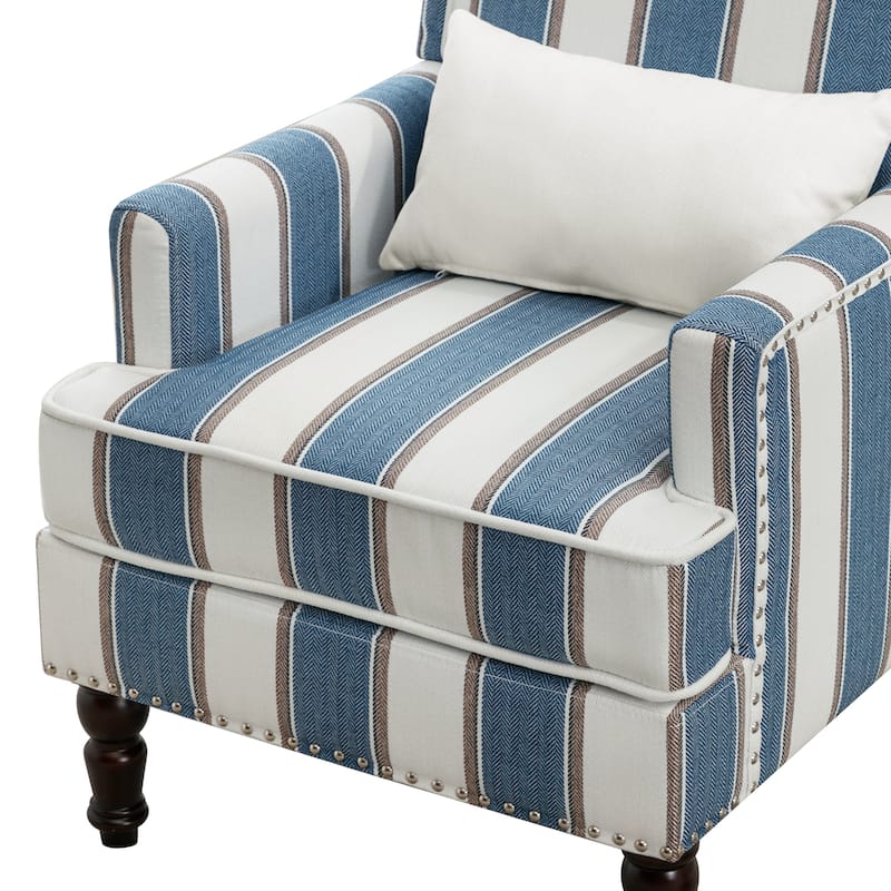 LUE BONA Linen Upholstered Modern Accent Chair Armchair with Pillow for Living Room - 25.6 in.W x 30.7 in.D x 35 in.H