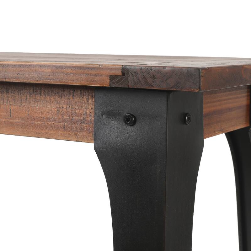 Dark Brown Wood and Black Metal 1-Shelf Console and Entry Table - 40" Wide