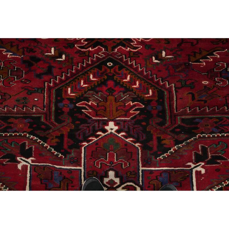 Hand Knotted Oriental 100% Wool Carpet Traditional Medallion Red Heriz Area Rug - 12' 9'' X 10' 4''