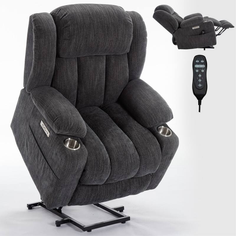 Power Lift Recliner Chair, 350 LBS Capacity, 8-Point Massage & Heat, USB Ports