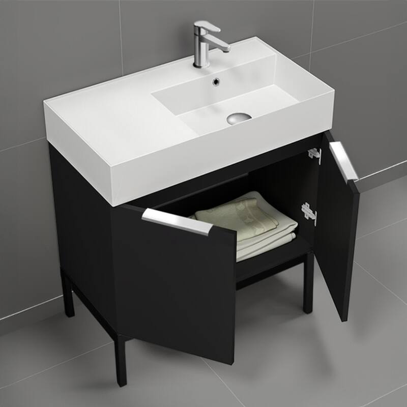 Nameeks Derin-3217-C-R Derin 32" Free Standing Single Basin Vanity Set