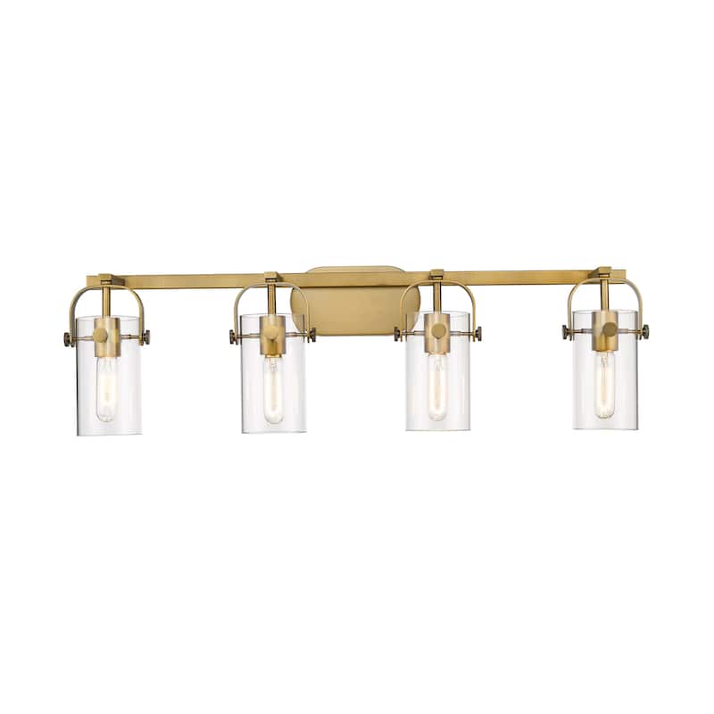 Innovations Lighting 423-4W-10-35 Pilaster II Cylinder Vanity Pilaster - Brushed Brass / Clear