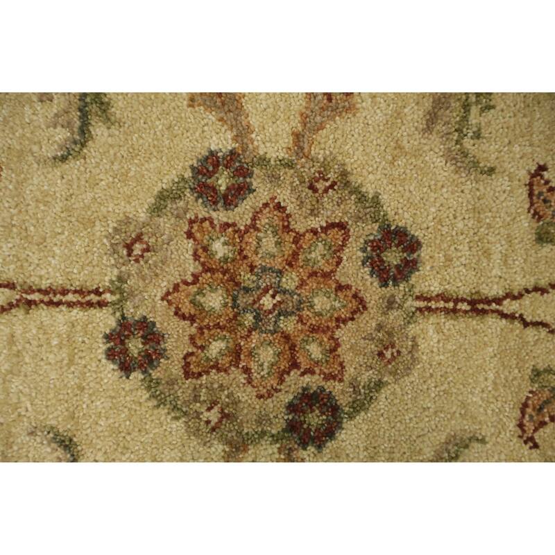 Hand Knotted Oriental 100% Wool Carpet Transitional All-Over Beige & Ivories Oushak Area Rug - 8' 10'' X 5' 10''