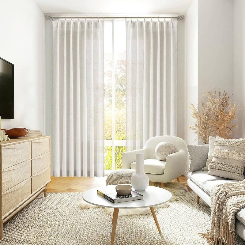 Textured Linen Blended Light Filtering Window Curtains