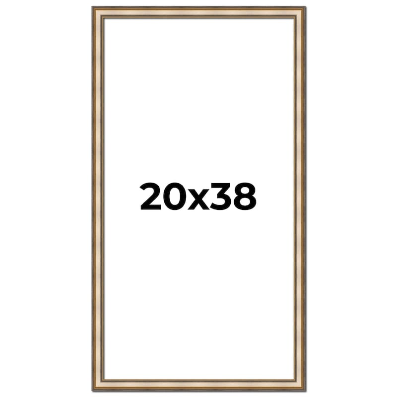20x38 Frame Gold Solid Wood Shadow Box Width 1.5 Inches | Interior Frame Depth 2 3/8 Inches