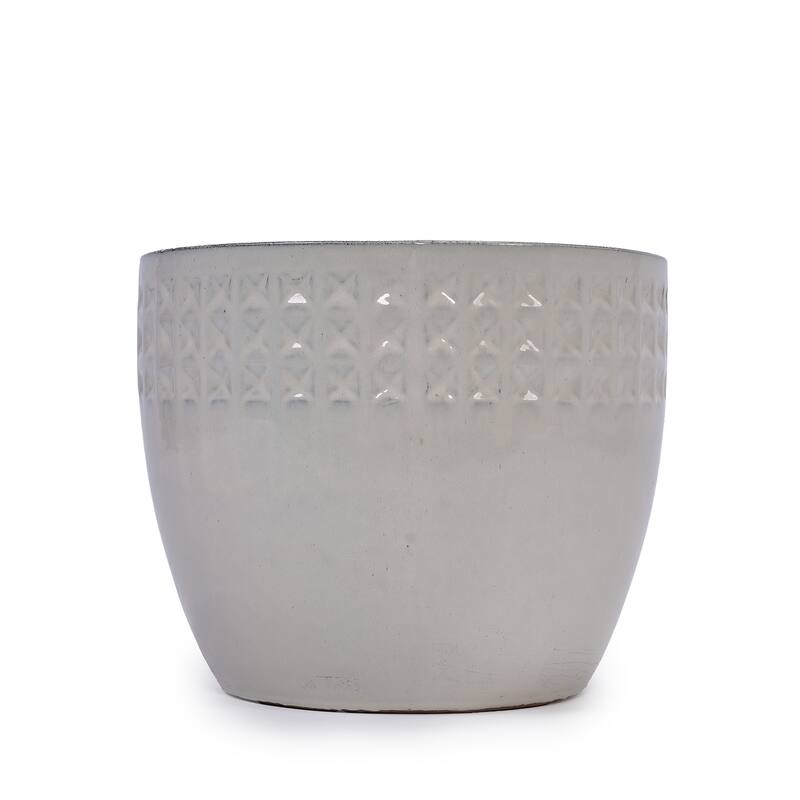 Set of 3 Ceramic Planters Diamond Pattern Plants for Succulents Herbs