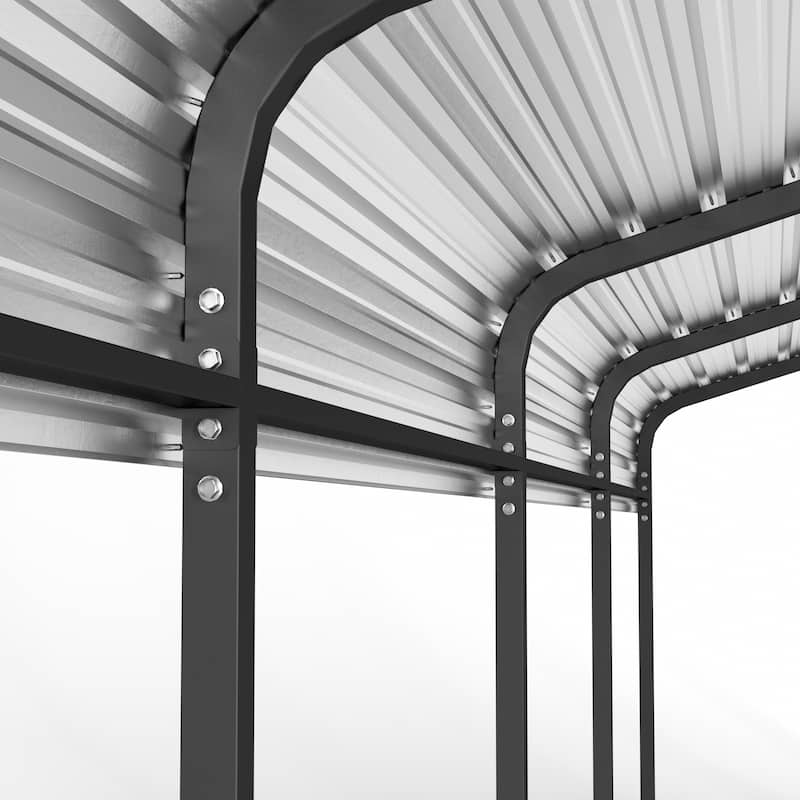 12x20 FT Metal Carport with Enhanced Base and Galvanized Steel Roof, Heavy Duty Outdoor Garage Car Shelter for Car
