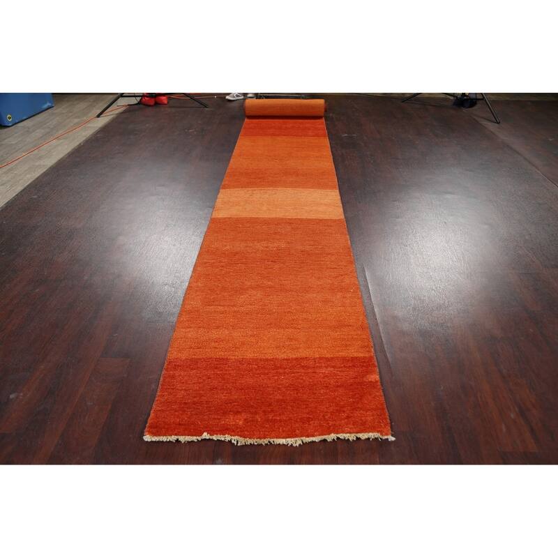 Modern Oriental Gabbeh Kashkoli Runner Rug Hand-knotted Wool Carpet - 2'6" x 20'8"