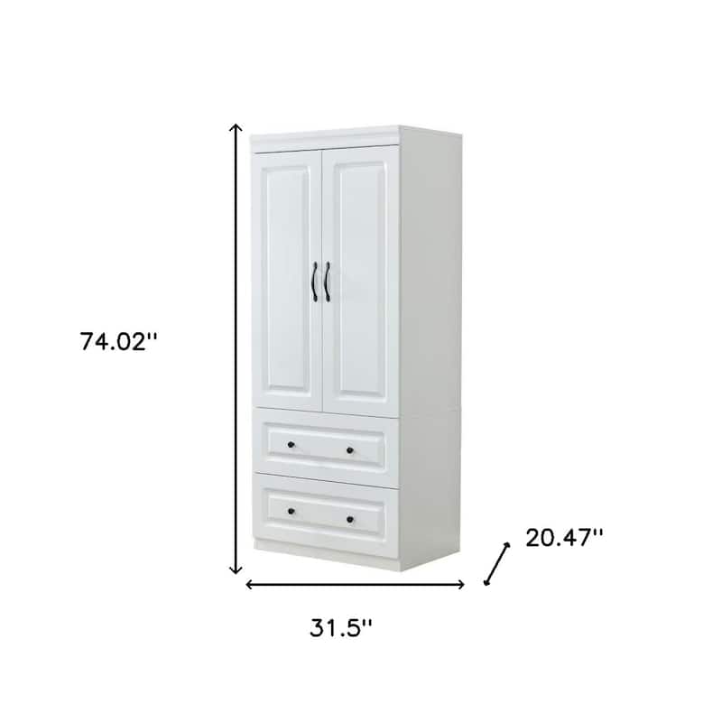 HomeRoots 74" White Two Door Two Drawer Combo Dresser
