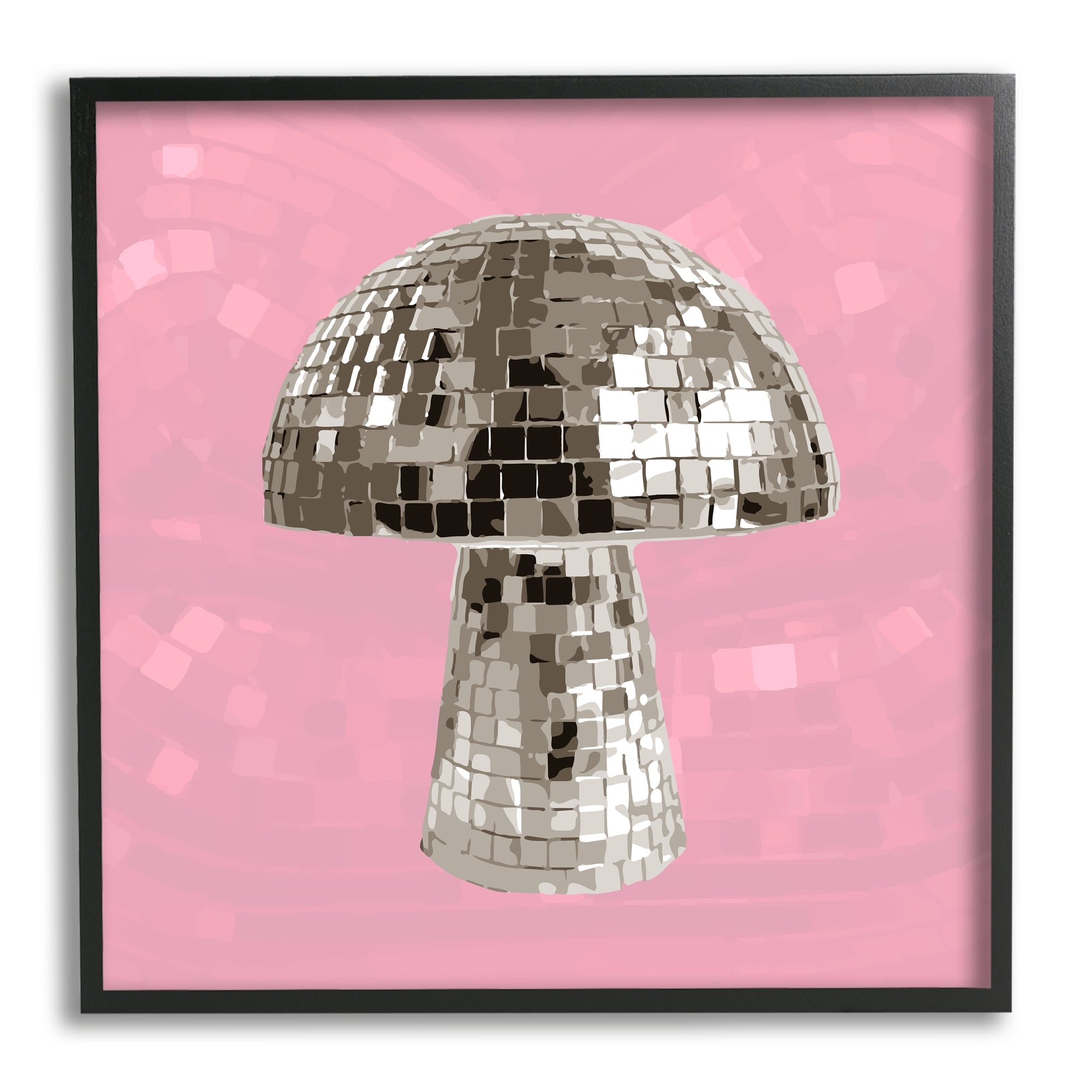 Stupell Pink Mushroom Shaped Disco Ball Framed Giclee Art by Lil' Rue
