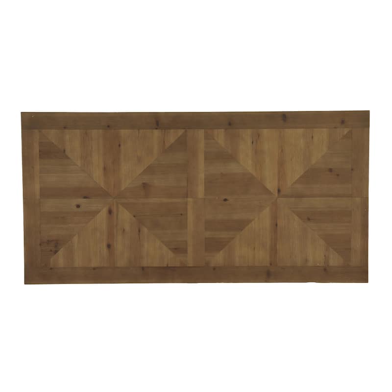 63" Solid Wood Dining Table for 4-6, Diamond Parquetry Top and S-Scroll Legs