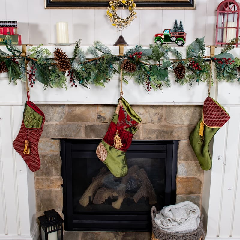 Garland and christmas stocking holder for mantle (3-Pack) (Gold)