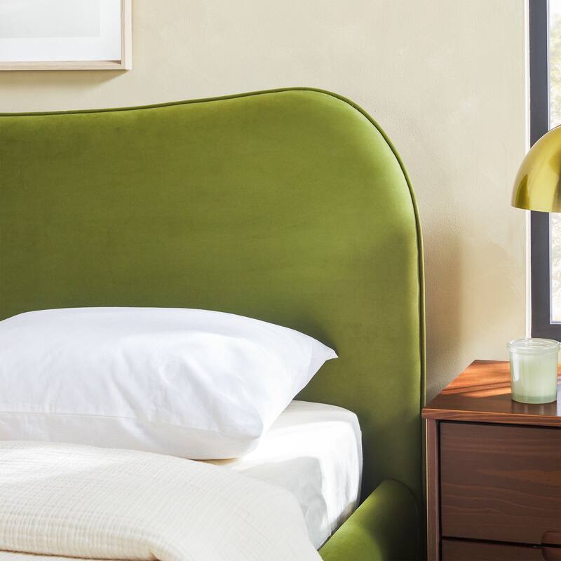 Walker Edison Modern Curved Upholstered Bed