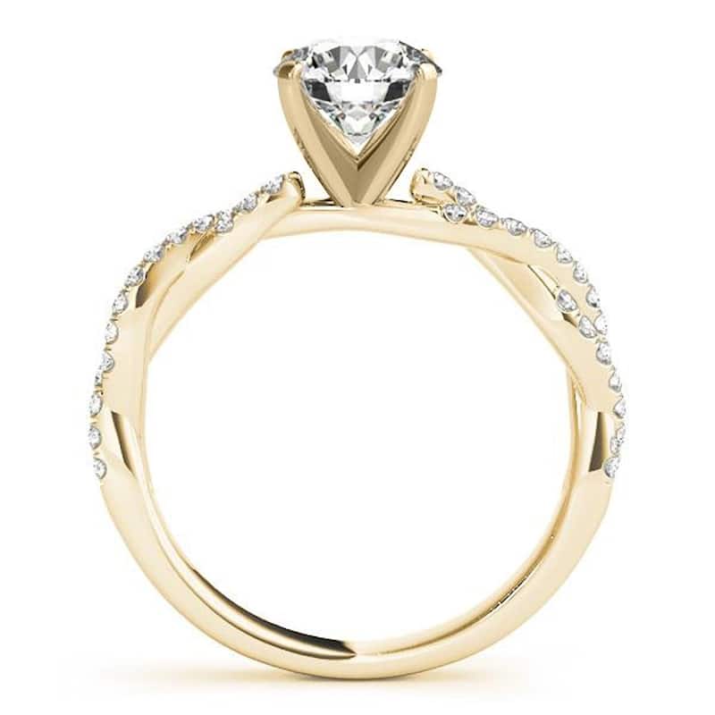 Auriya 14k Gold 3/4ctw Twisted Moissanite and Diamond Engagement Ring 1/5ct TDW