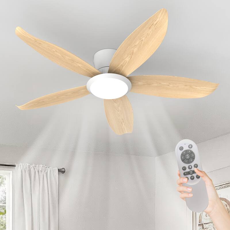 42-inch Wood Grain Finish Blades High Airflow Easy-Install Plug-in ABS Blade Ceiling Fan Light