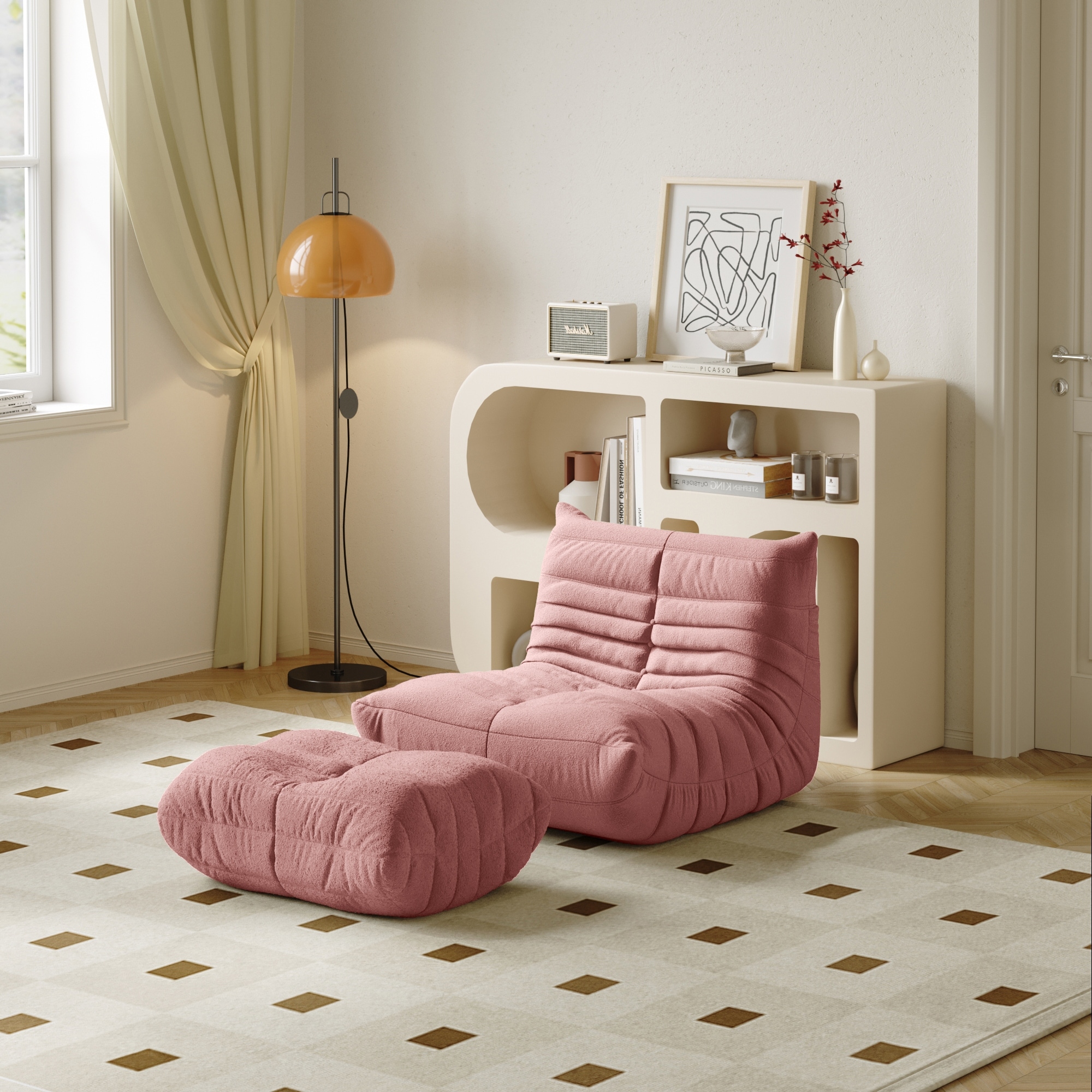 Fireside chair top and footstool