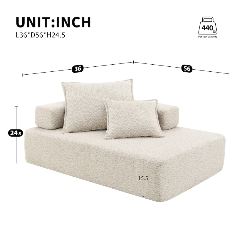 Roomfitters Lounge Frame for Oversized Modular Sectional Sofa, Boucle Upholstered Floor Couch, Beige
